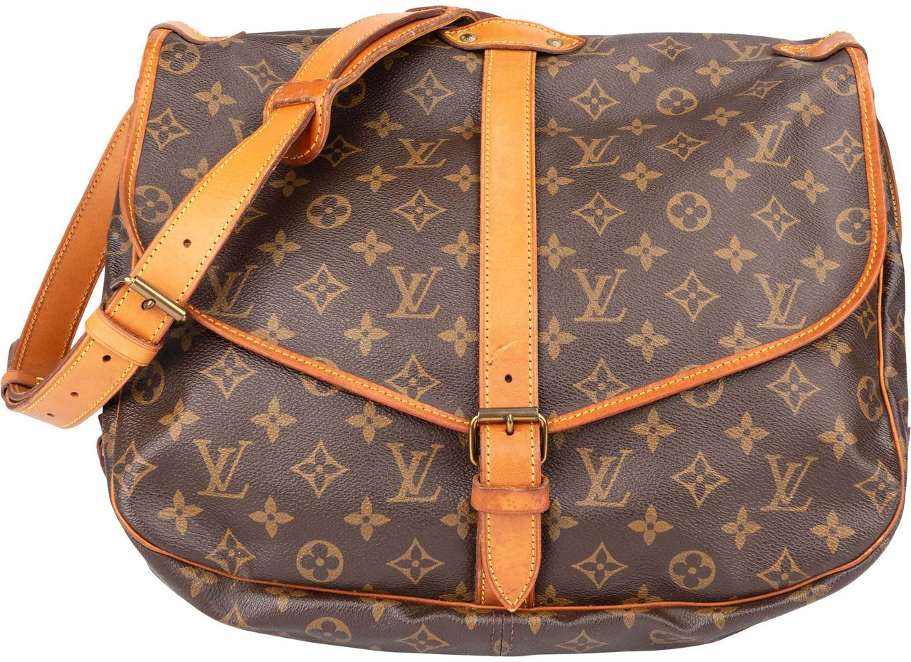 Louis Vuitton Louis Vuitton Canvas Monogram Saumur 35 Crossbody Bag Bruin