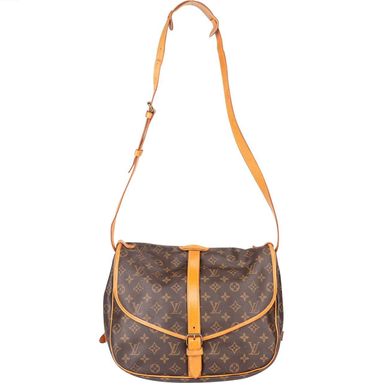 Louis Vuitton Louis Vuitton Canvas Monogram Saumur 35 Crossbody Bag Bruin