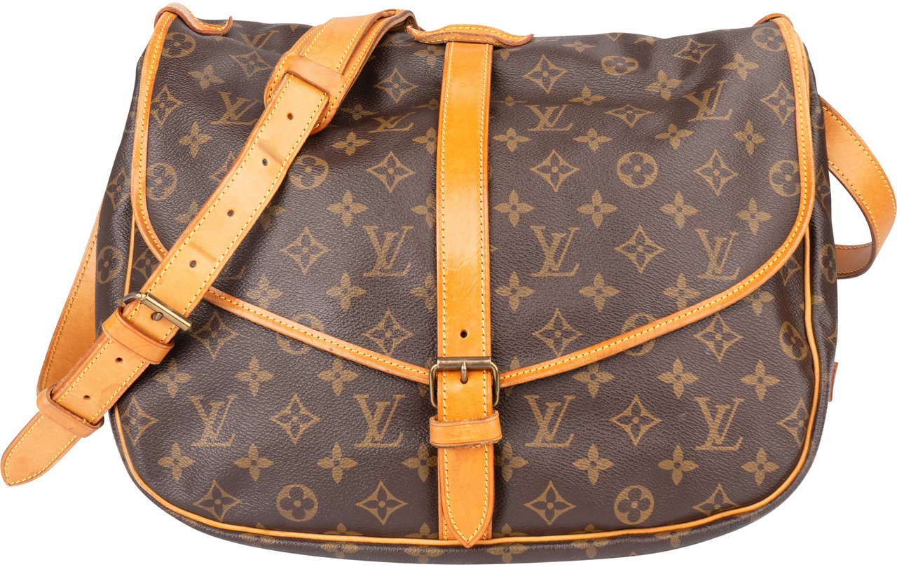 Louis Vuitton Louis Vuitton Canvas Monogram Saumur 35 Crossbody Bag Bruin