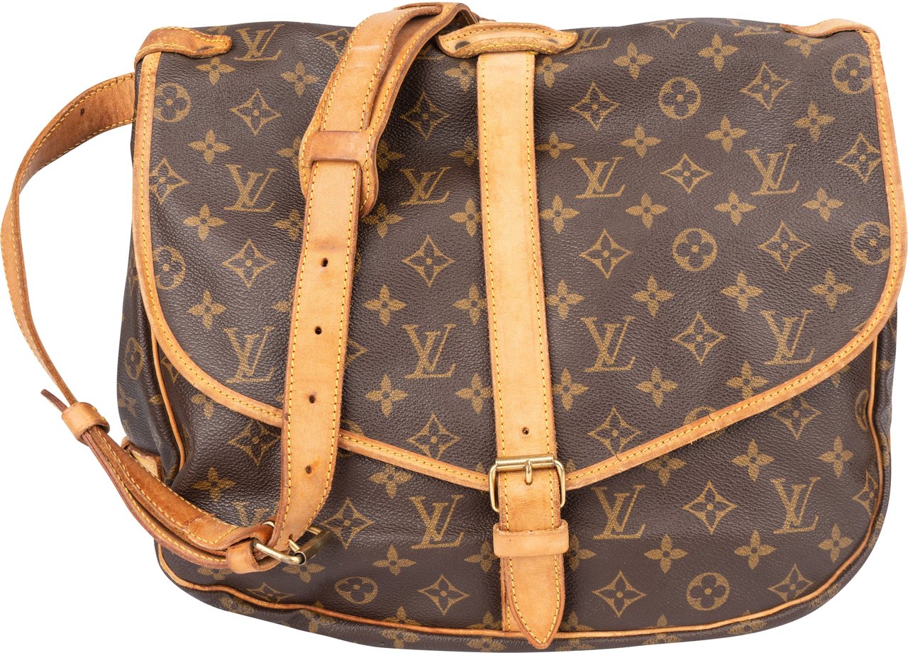 Louis Vuitton Louis Vuitton Canvas Monogram Saumur 35 Crossbody Bag Bruin