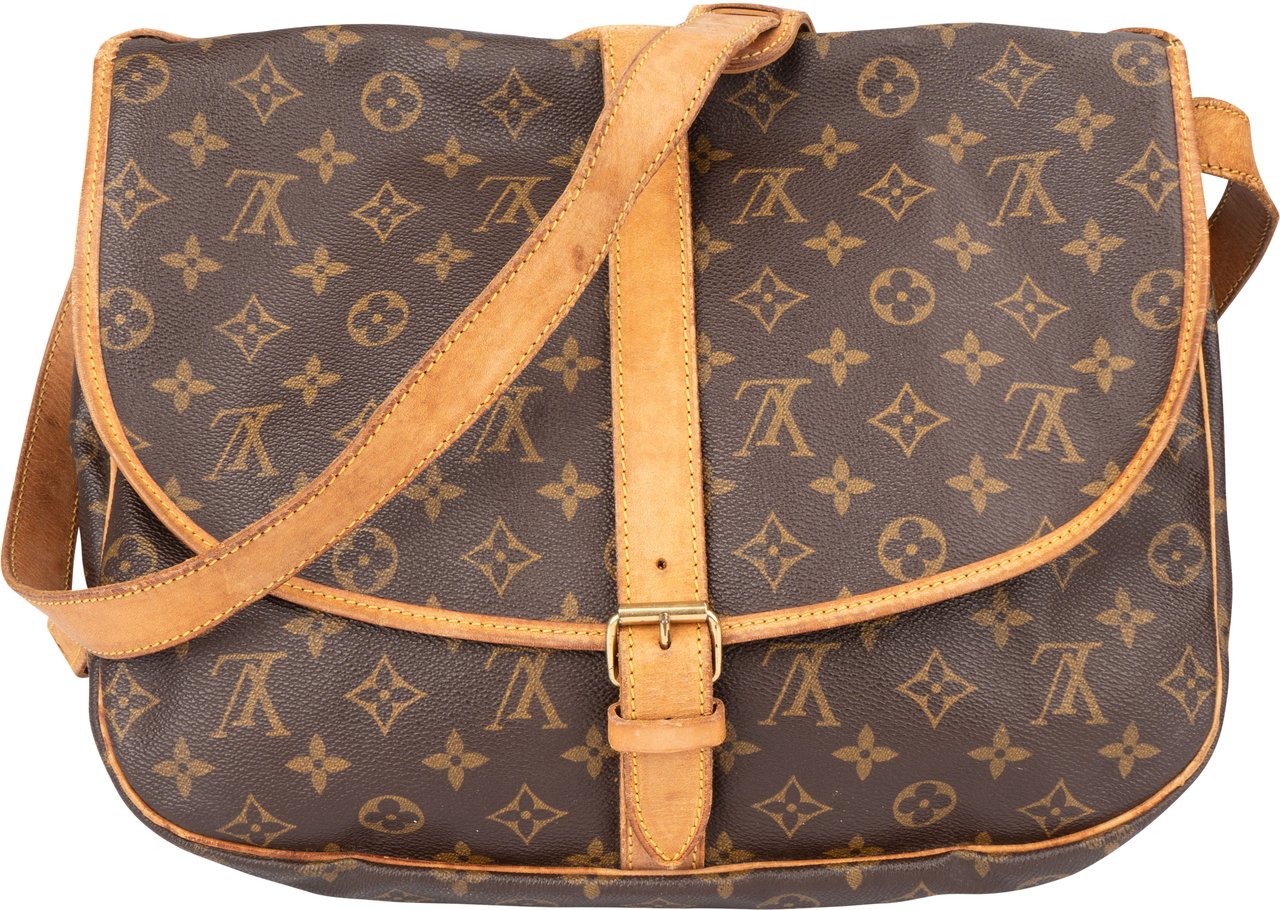 Louis Vuitton Louis Vuitton Canvas Monogram Saumur 35 Crossbody Bag Bruin