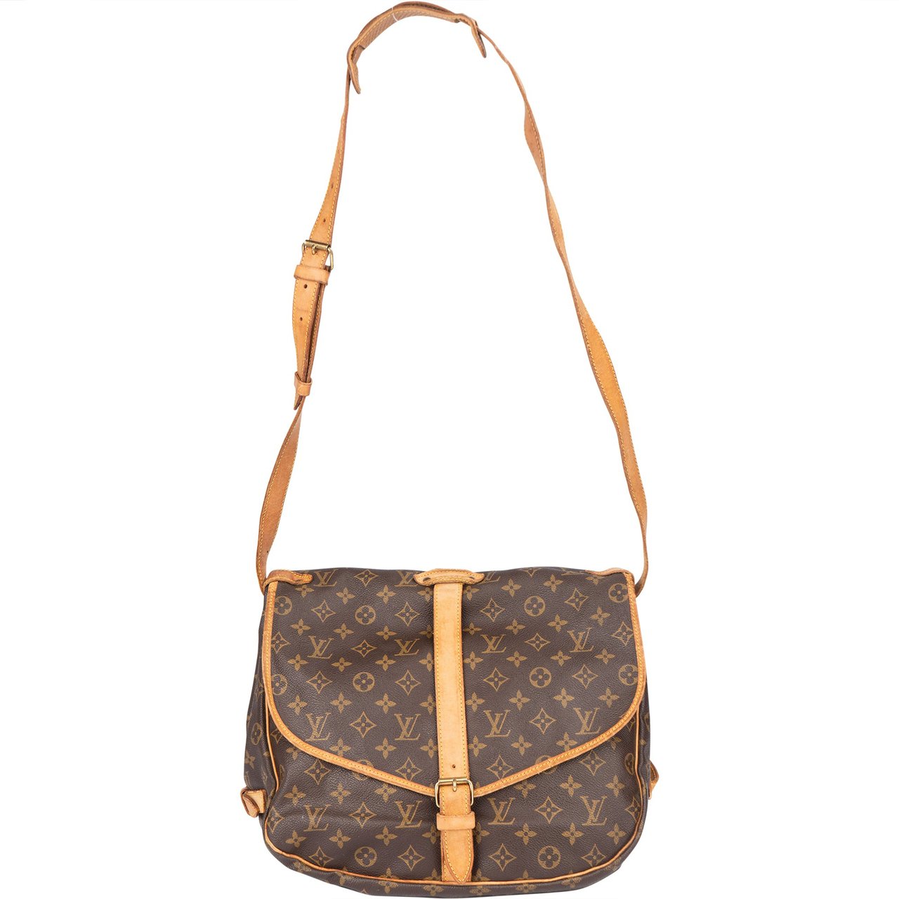 Louis Vuitton Louis Vuitton Canvas Monogram Saumur 35 Crossbody Bag Bruin