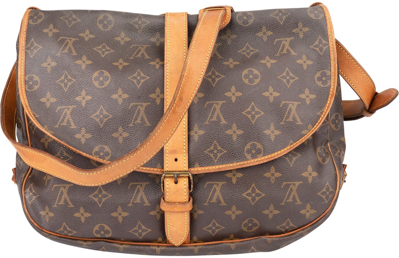 Louis Vuitton Louis Vuitton Canvas Monogram Saumur 35 Crossbody Bag Bruin