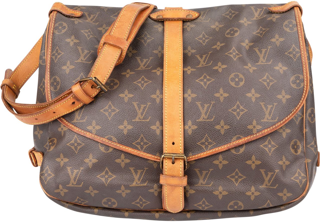 Louis Vuitton Louis Vuitton Canvas Monogram Saumur 35 Crossbody Bag Bruin