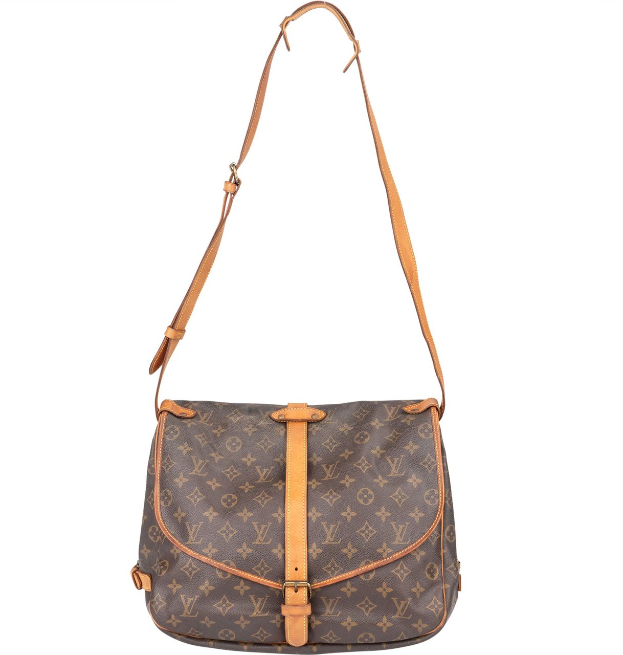 Louis Vuitton Louis Vuitton Canvas Monogram Saumur 35 Crossbody Bag Bruin