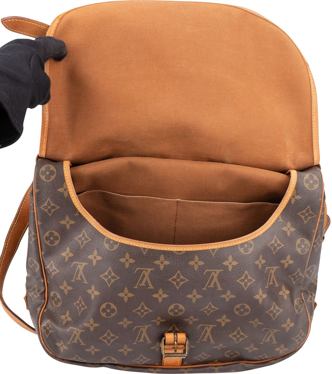 Louis Vuitton Louis Vuitton Canvas Monogram Saumur 35 Crossbody Bag Bruin