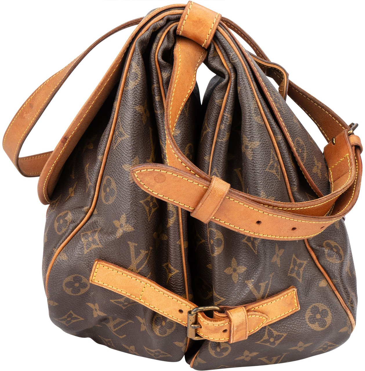 Louis Vuitton Louis Vuitton Canvas Monogram Saumur 35 Crossbody Bag Bruin