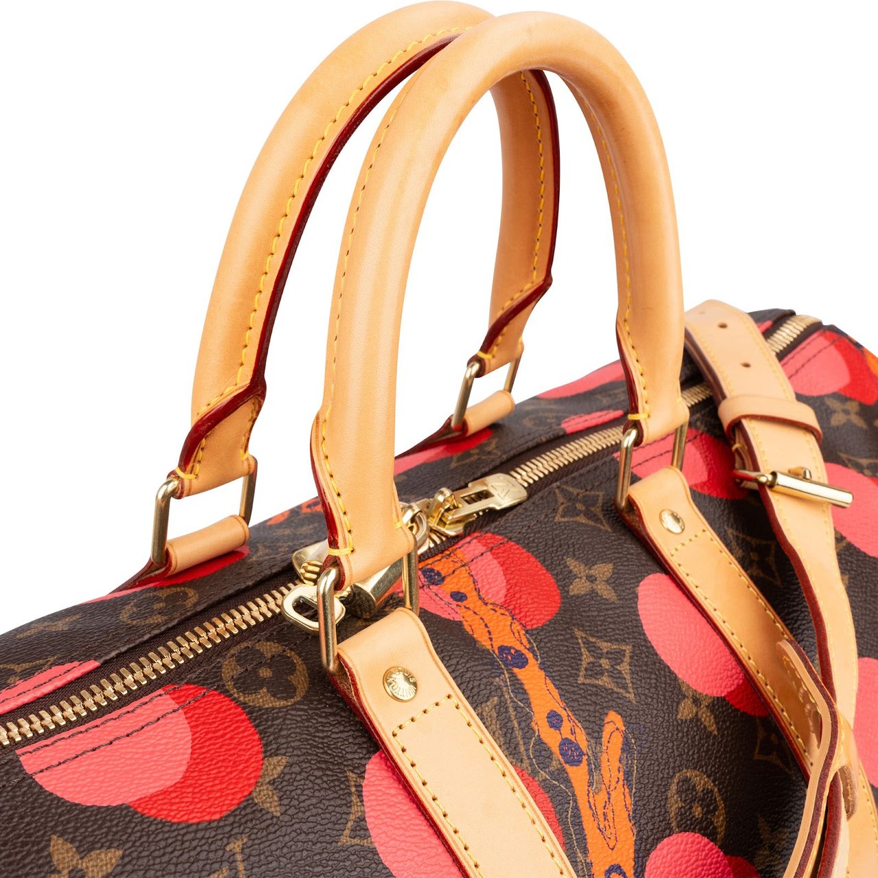 Louis Vuitton Monogram Canvas Limited Yayoi Kusama Ramages Dots Keepall 45 Bandoulière Travel Bag Rood