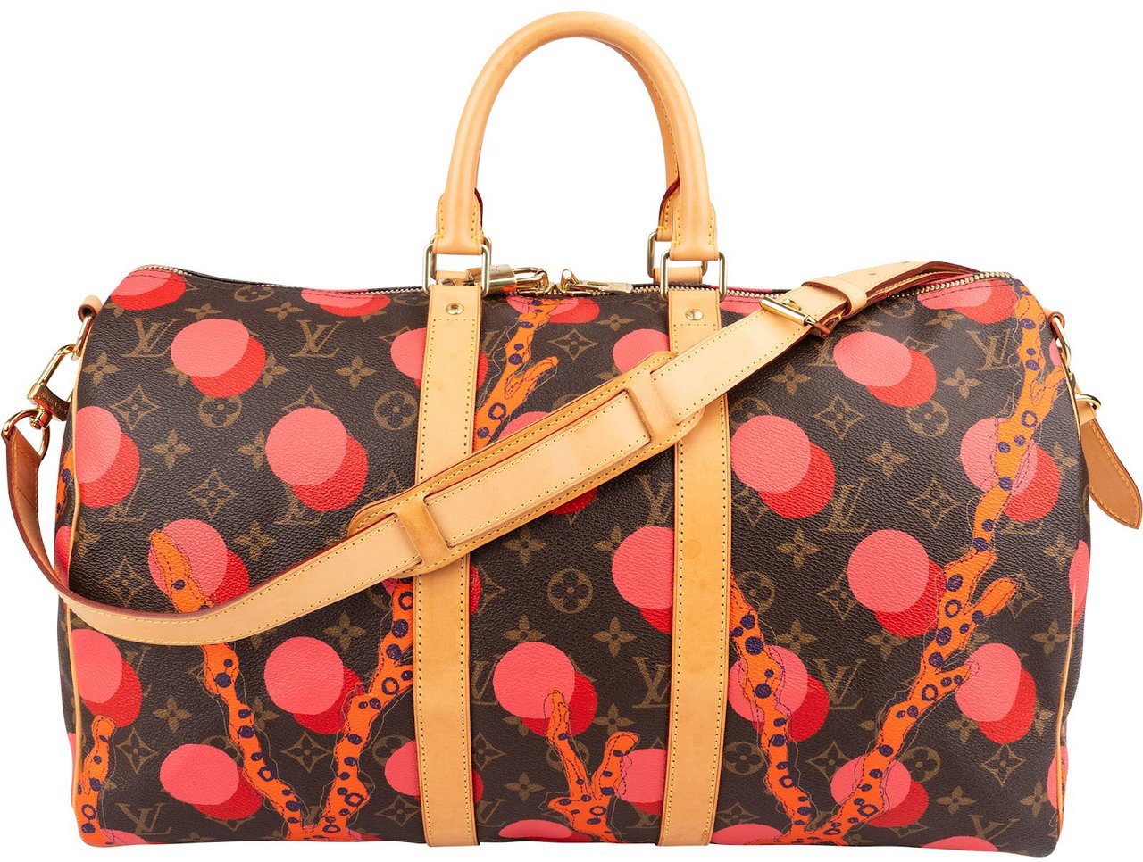 Louis Vuitton Monogram Canvas Limited Yayoi Kusama Ramages Dots Keepall 45 Bandoulière Travel Bag Rood