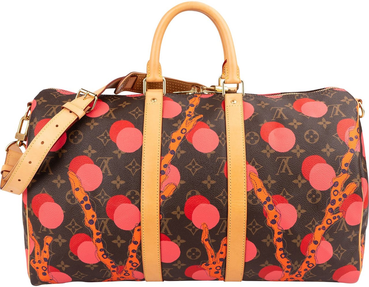 Louis Vuitton Monogram Canvas Limited Yayoi Kusama Ramages Dots Keepall 45 Bandoulière Travel Bag Rood