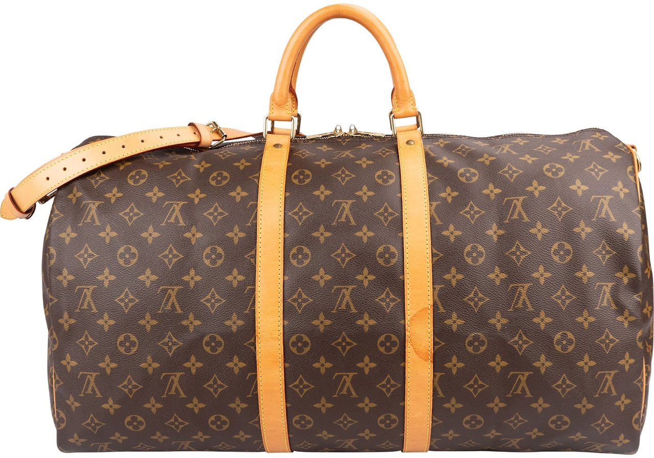 Louis Vuitton Monogram Canvas Keepall 55 Bandoulière Travel Bag Bruin