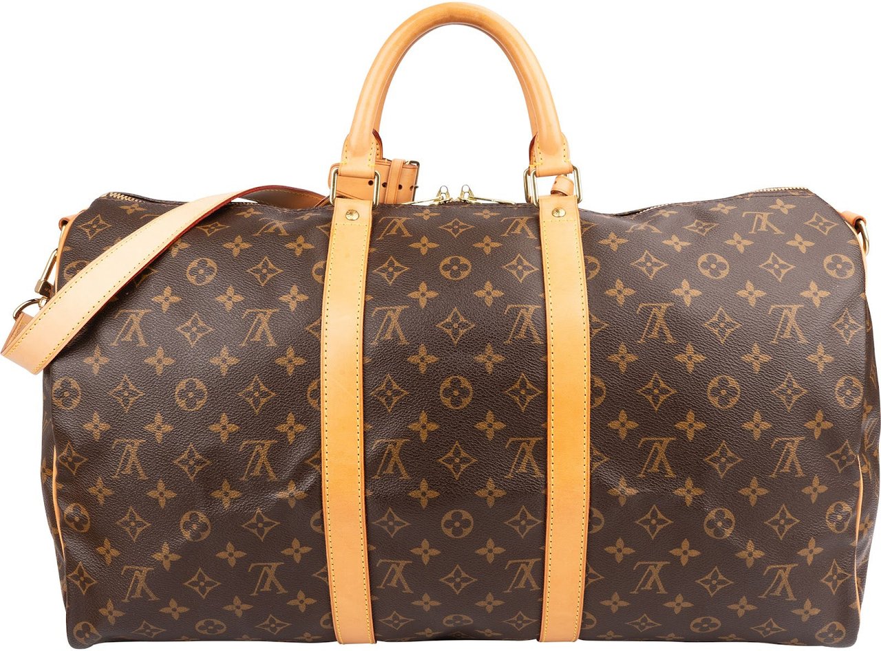 Louis Vuitton Monogram Canvas Keepall 50 Bandoulière Travel Bag Bruin