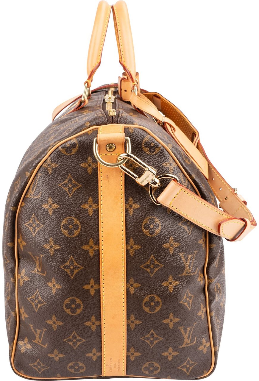 Louis Vuitton Monogram Canvas Keepall 50 Bandoulière Travel Bag Bruin