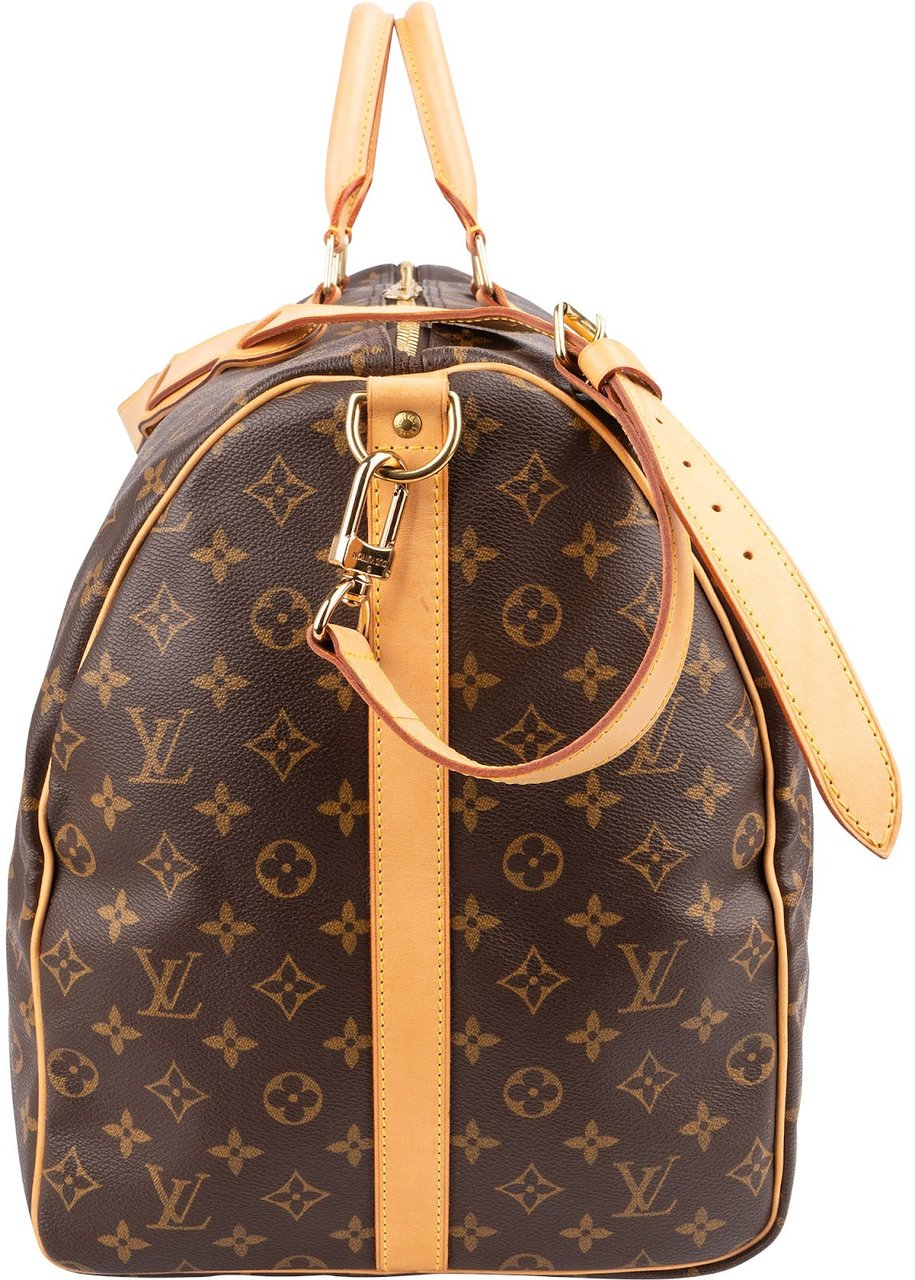 Louis Vuitton Monogram Canvas Keepall 60 Bandoulière Travel Bag Bruin