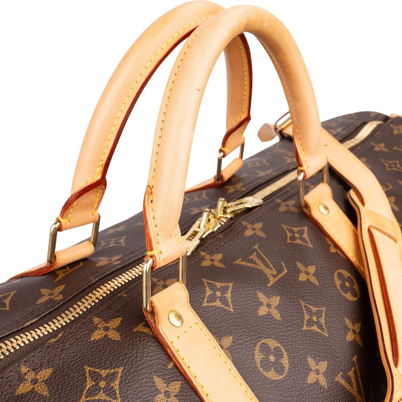 Louis Vuitton Monogram Canvas Keepall 60 Bandoulière Travel Bag Bruin