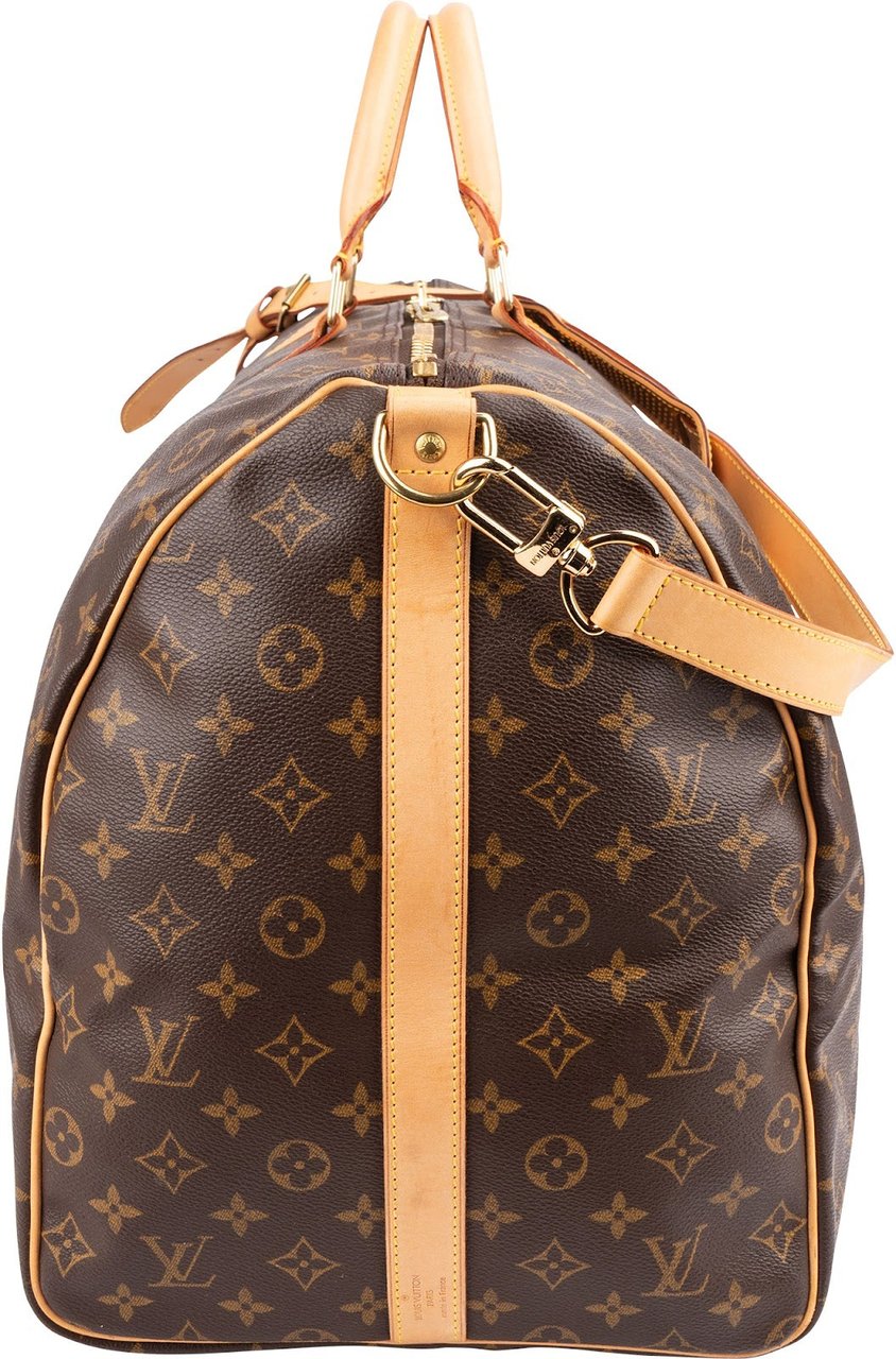 Louis Vuitton Monogram Canvas Keepall 60 Bandoulière Travel Bag Bruin