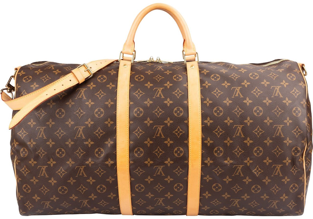 Louis Vuitton Monogram Canvas Keepall 60 Bandoulière Travel Bag Bruin