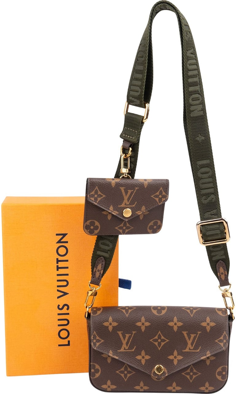 Louis Vuitton Monogram Canvas Felicie Strap & Go Pochette Accessoires Crossbody Bag Bruin