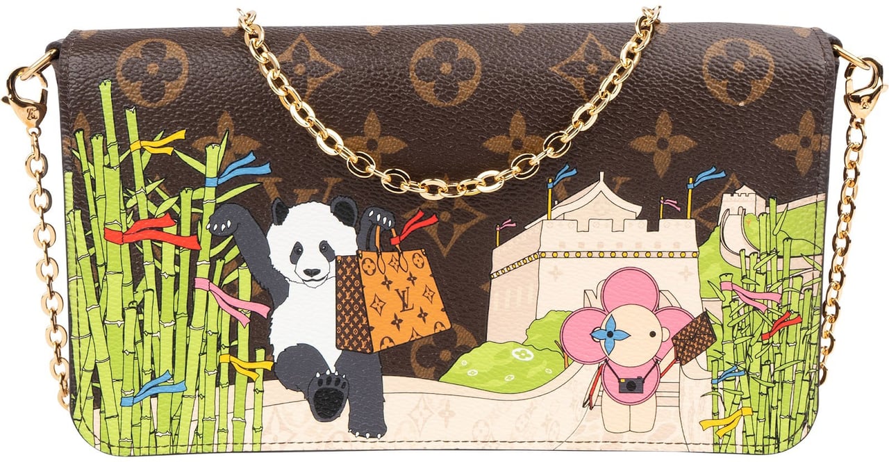 Louis Vuitton Monogram Canvas Félicie Vivienne Illustre Great China Wall Pochette Accessoires Crossbody Bag Bruin