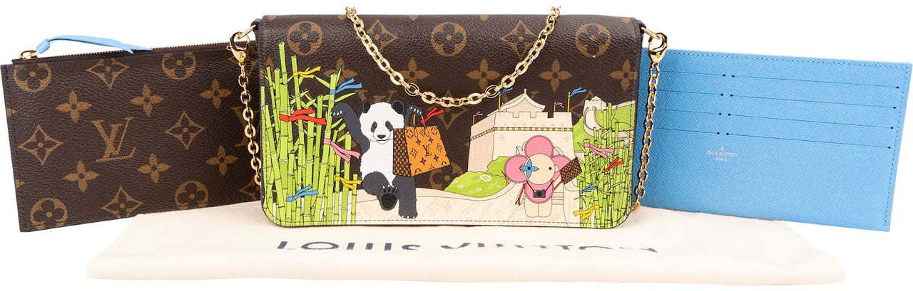 Louis Vuitton Monogram Canvas Félicie Vivienne Illustre Great China Wall Pochette Accessoires Crossbody Bag Bruin