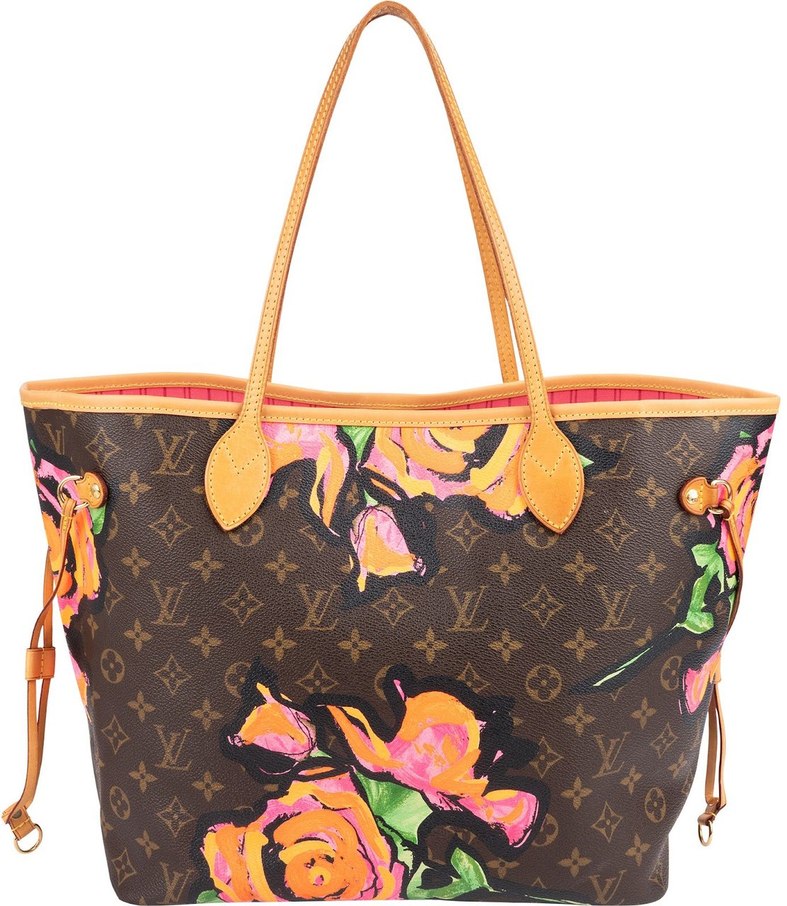 Louis Vuitton Limited Monogram Roses Neverfull MM Shoulder Bag Bruin