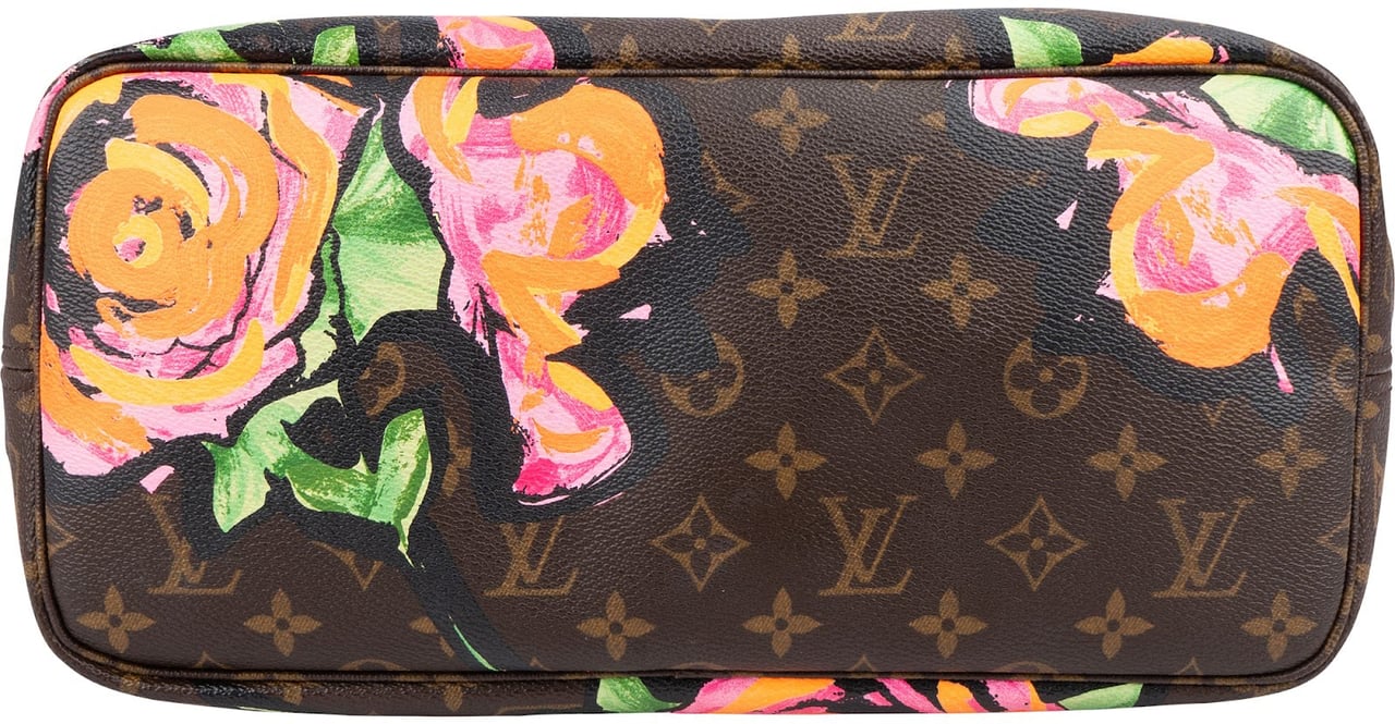 Louis Vuitton Limited Monogram Roses Neverfull MM Shoulder Bag Bruin