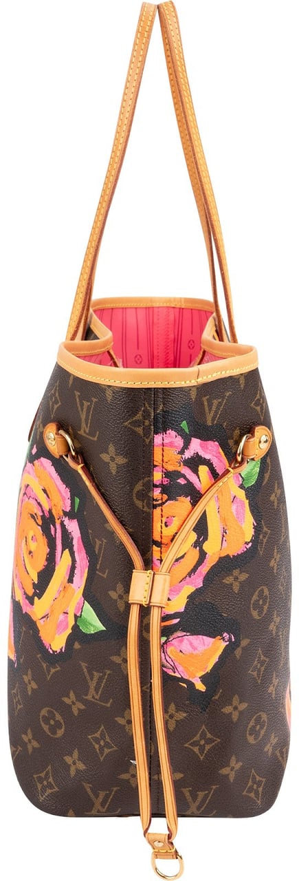 Louis Vuitton Limited Monogram Roses Neverfull MM Shoulder Bag Bruin