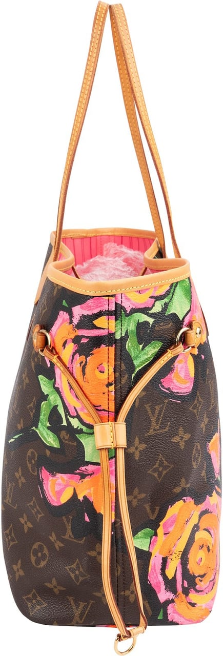 Louis Vuitton Limited Monogram Roses Neverfull MM Shoulder Bag Bruin