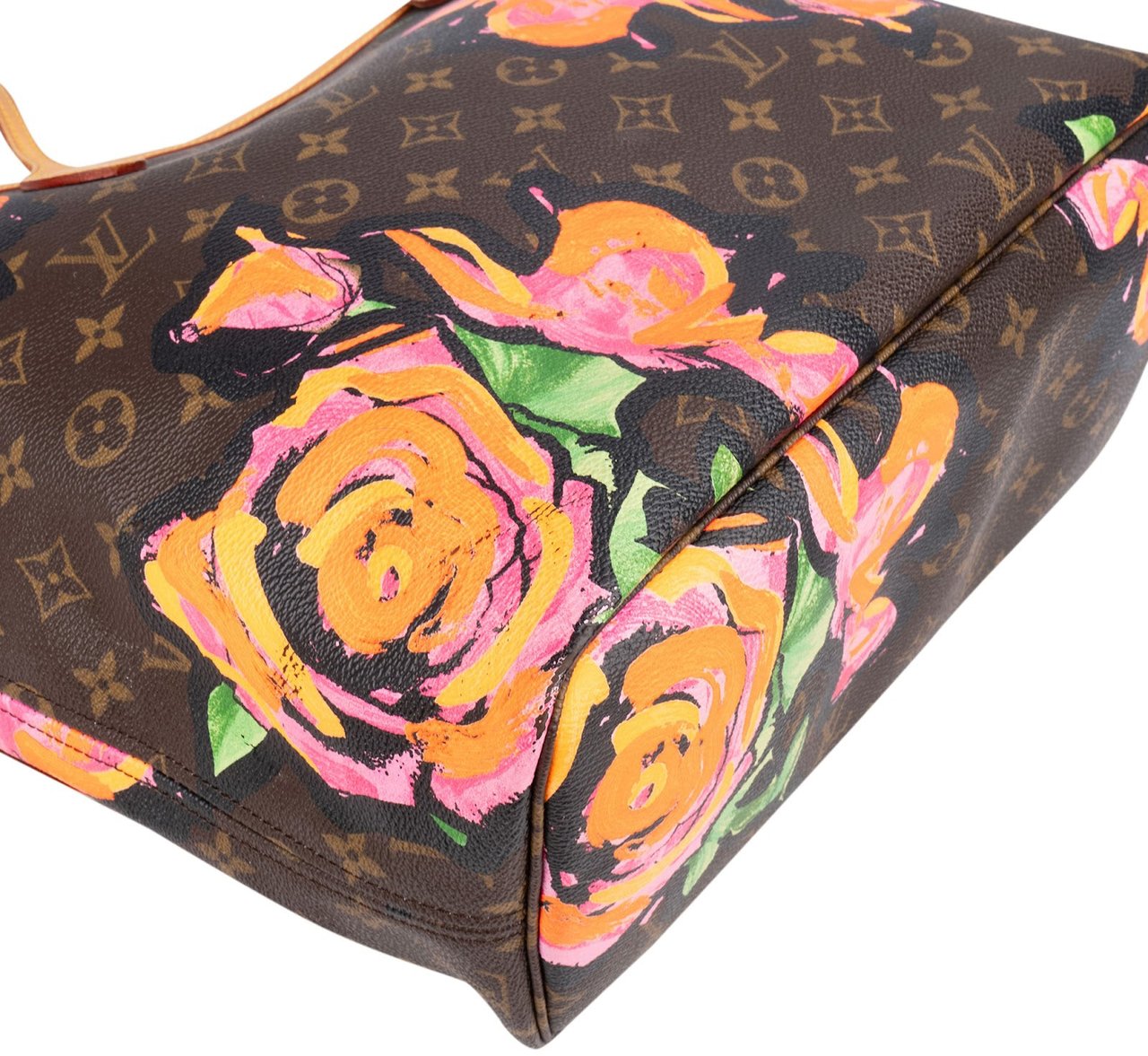Louis Vuitton Limited Monogram Roses Neverfull MM Shoulder Bag Bruin