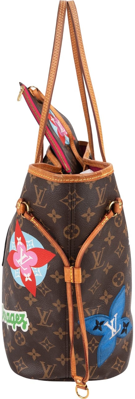 Louis Vuitton Monogram Canvas Illustre LV World Neverfull MM Shoulder Bag Bruin