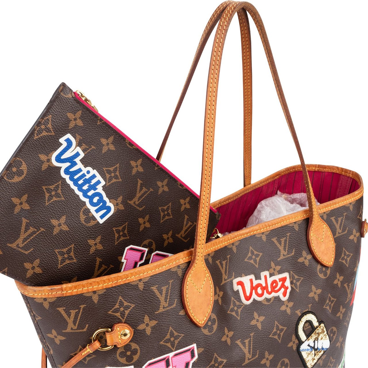Louis Vuitton Monogram Canvas Illustre LV World Neverfull MM Shoulder Bag Bruin