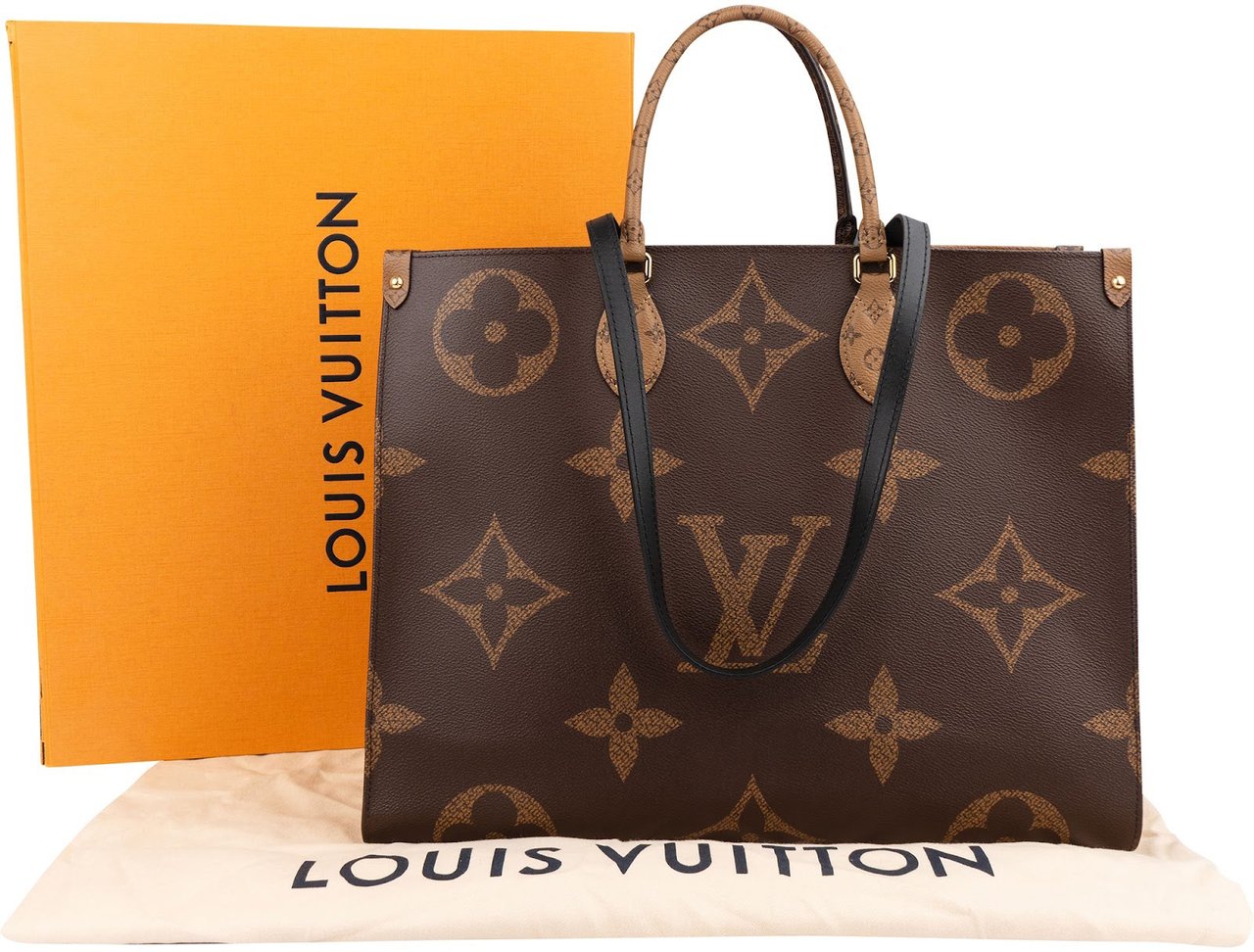 Louis Vuitton Monogram Giant OnTheGo Reverse GM Handbag Bruin