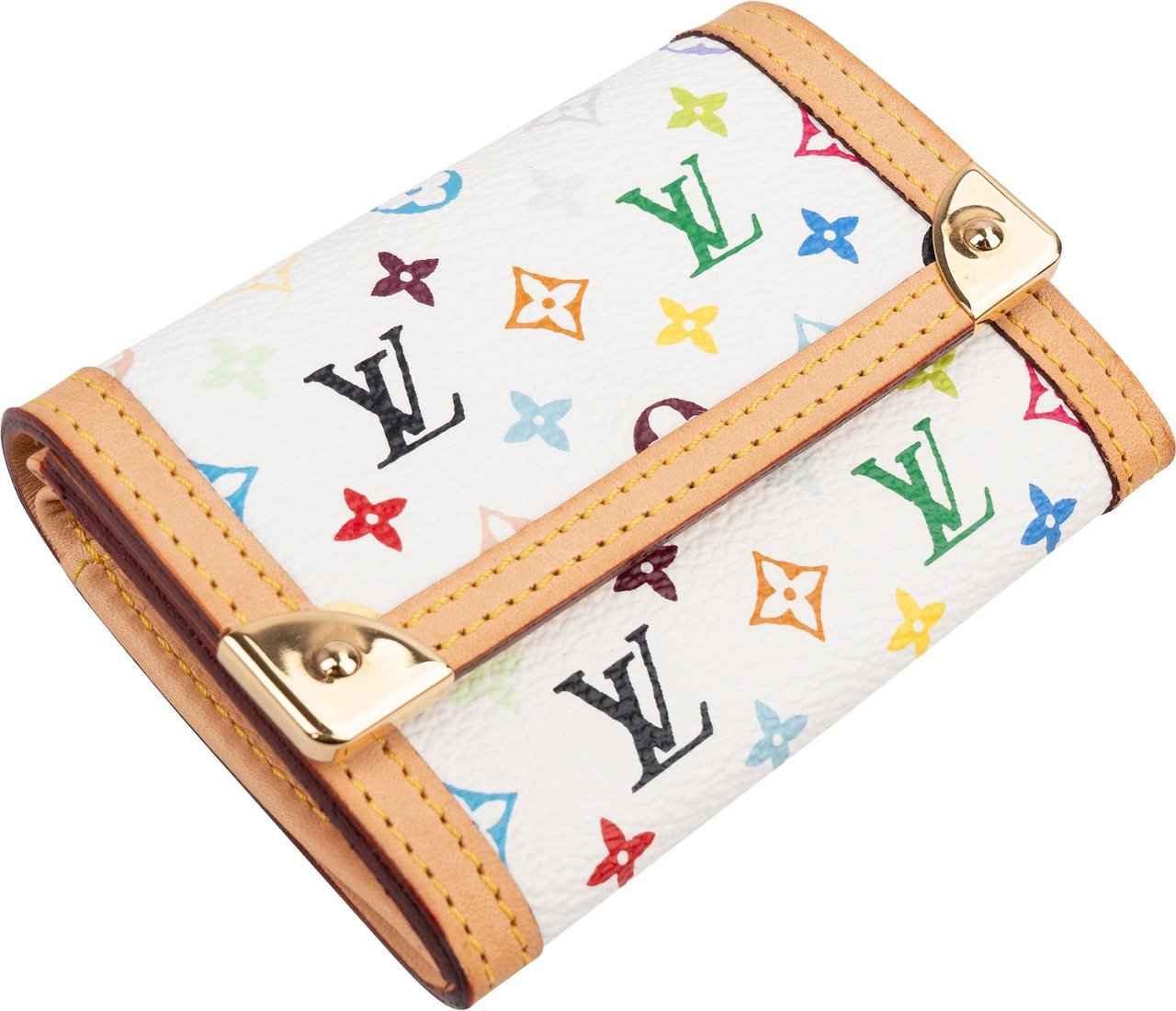 Louis Vuitton Monogram Murakami Multicolor Malle Trifold Coin Wallet Wit