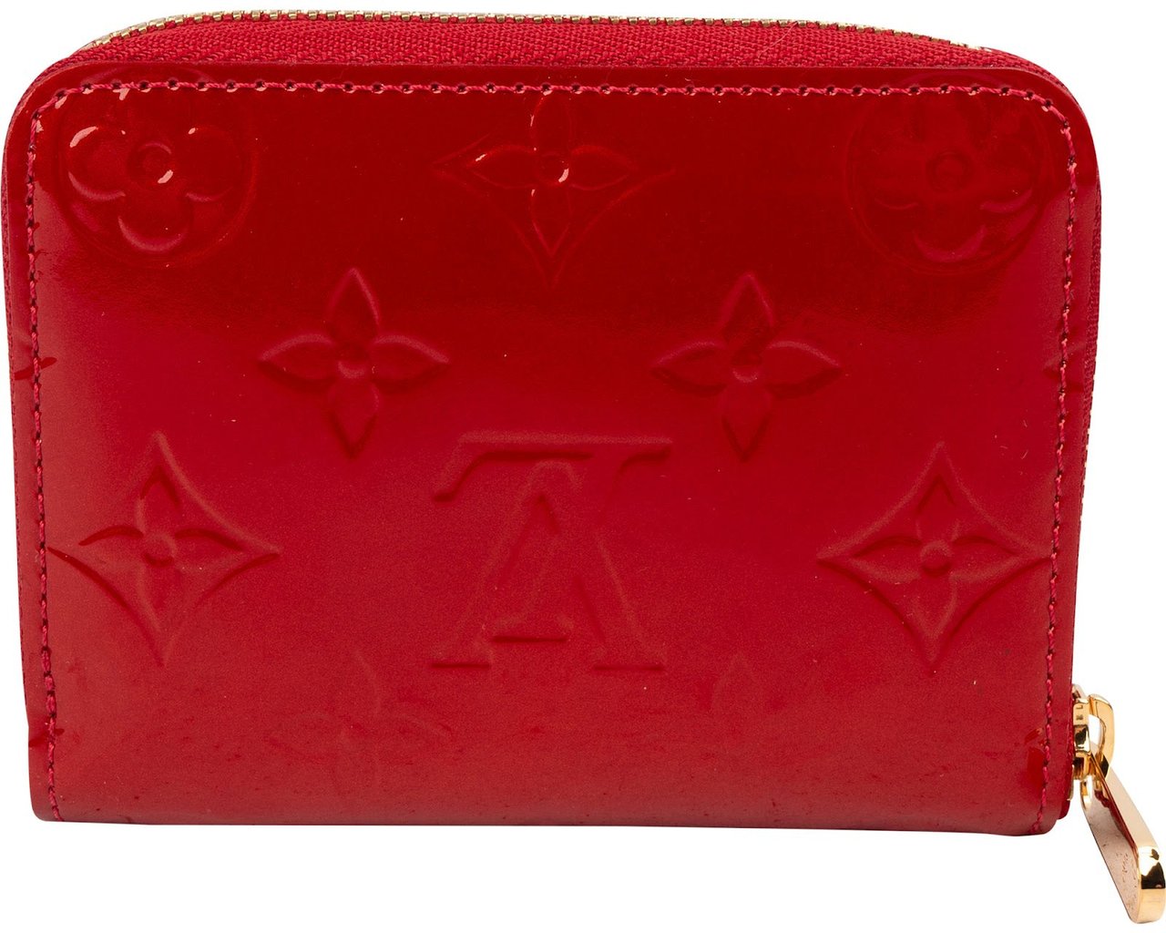 Louis Vuitton Monogram Vernis Leather Zippy Coin Purse Wallet Rood