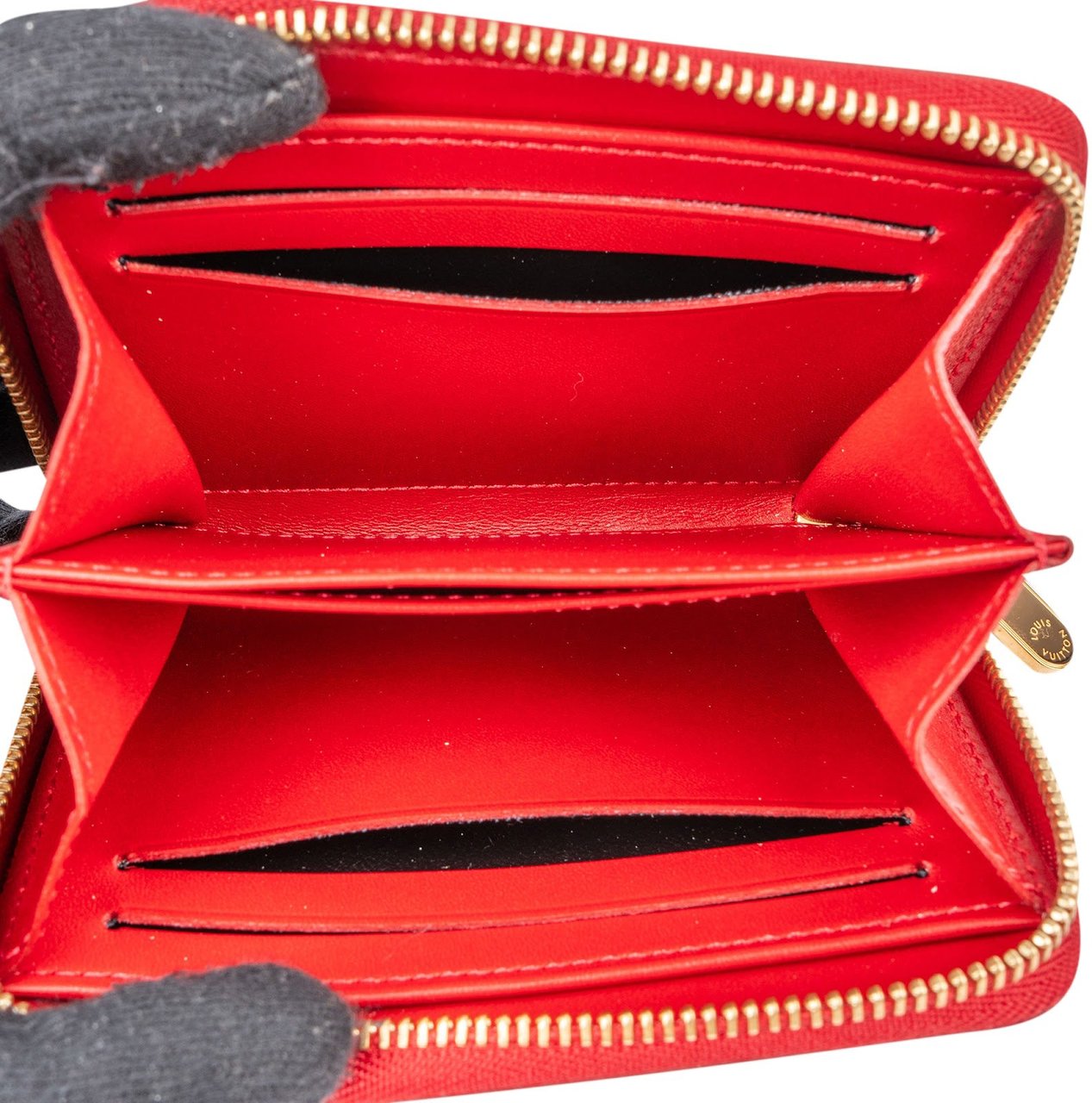 Louis Vuitton Monogram Vernis Leather Zippy Coin Purse Wallet Rood