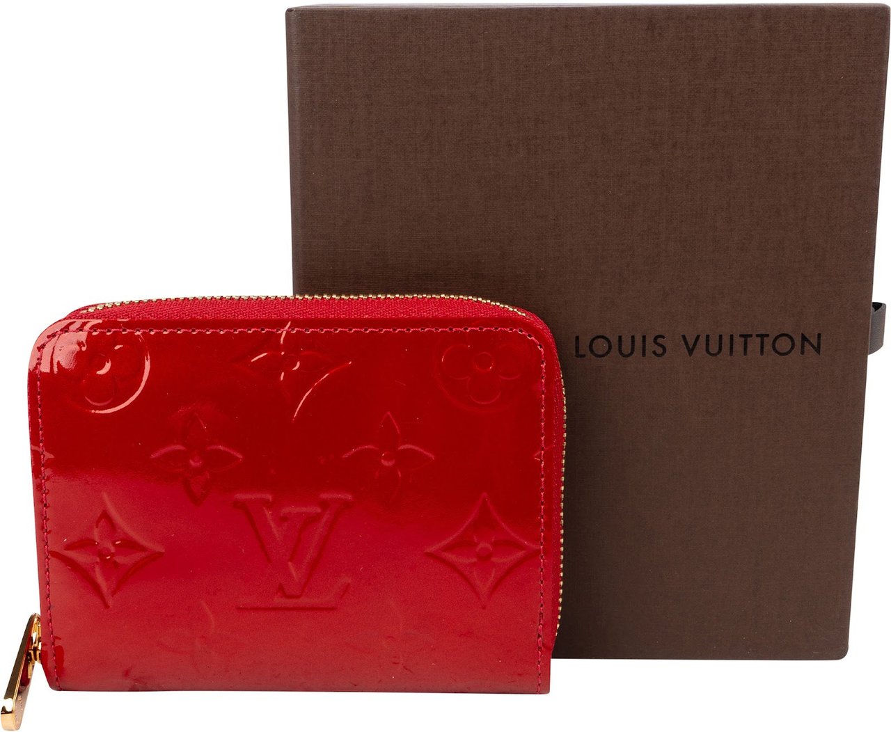 Louis Vuitton Monogram Vernis Leather Zippy Coin Purse Wallet Rood