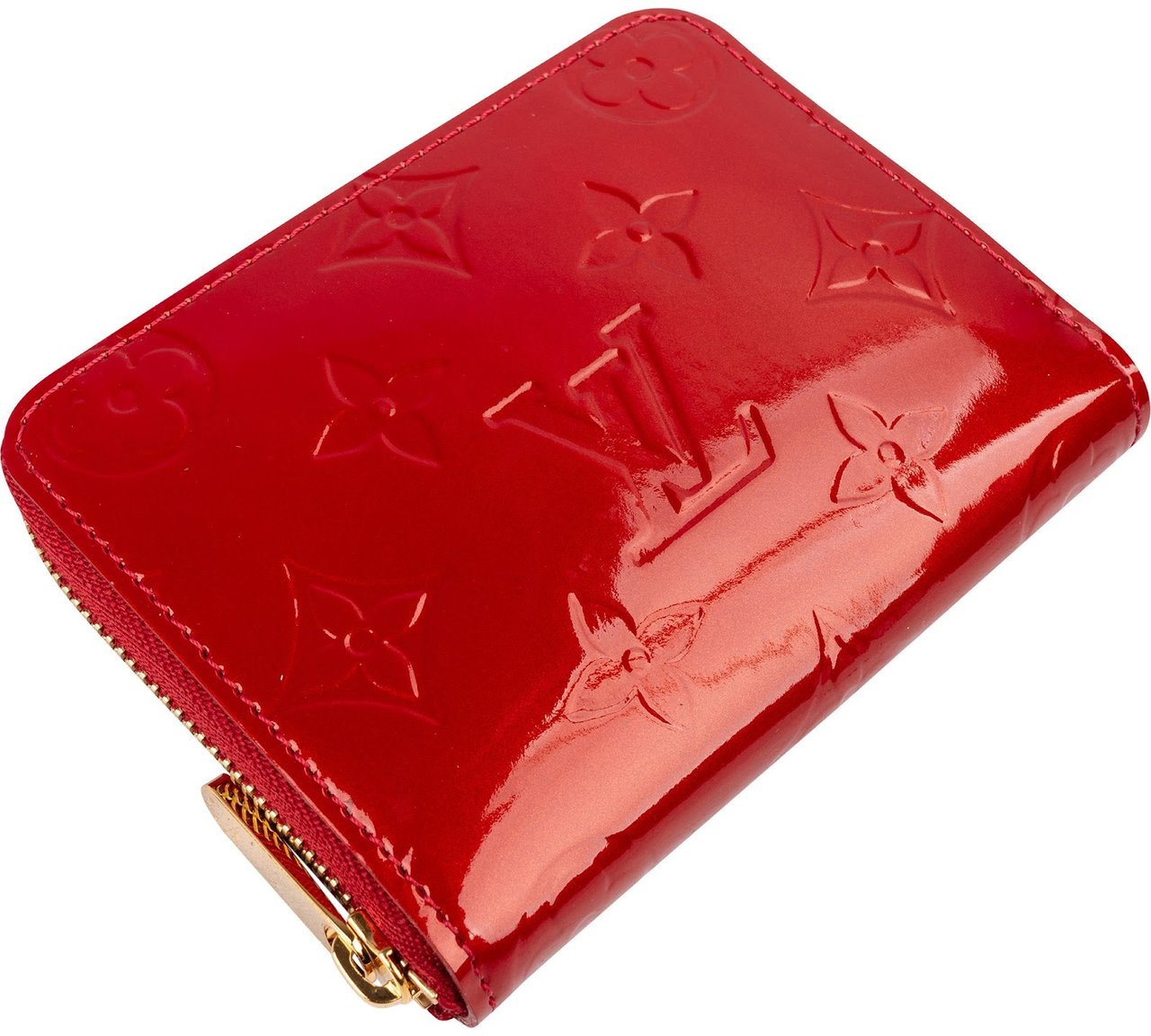 Louis Vuitton Monogram Vernis Leather Zippy Coin Purse Wallet Rood
