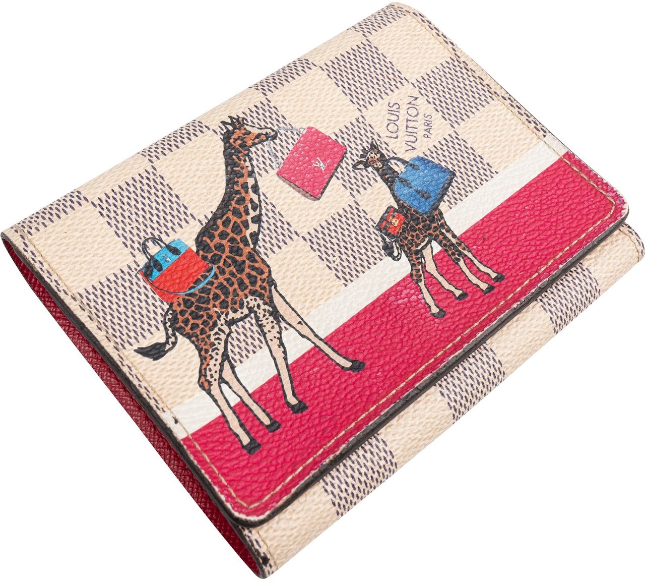 Louis Vuitton Monogram Damier Azur Illustre Giraffe Animation Small Victorine Wallet Wit