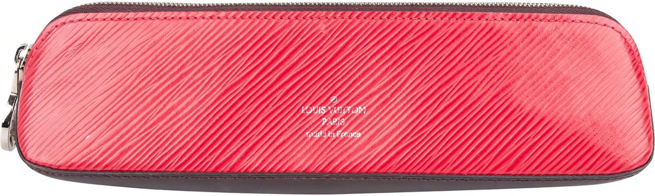 Louis Vuitton Monogram Canvas Pink Epi Leather Stylo Ronde Pencil Case Rood