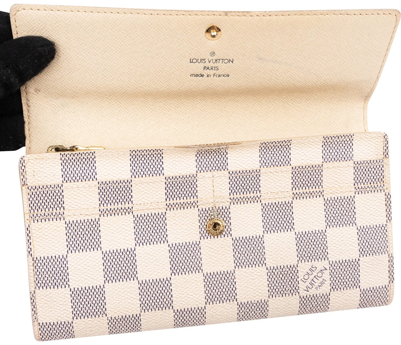 Louis Vuitton Monogram Damier Azur Canvas Sarah Wallet Wit