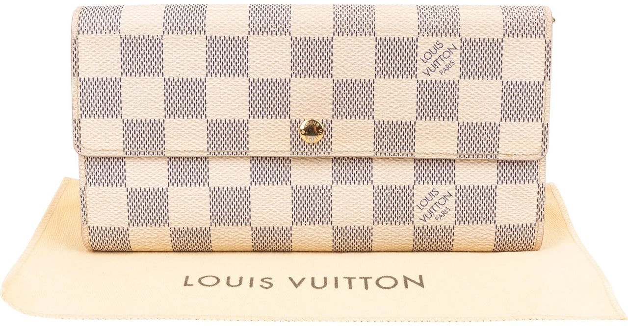 Louis Vuitton Monogram Damier Azur Canvas Sarah Wallet Wit