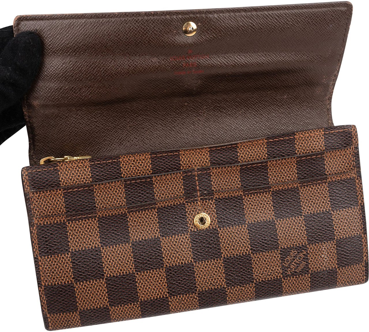 Louis Vuitton Monogram Damier Ebene Canvas Sarah Wallet Bruin