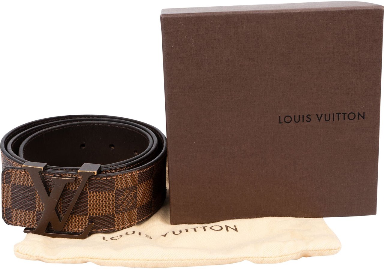Louis Vuitton Monogram Damier Ebene Canvas LV Initiales Belt (85 / 34) M9807 Bruin