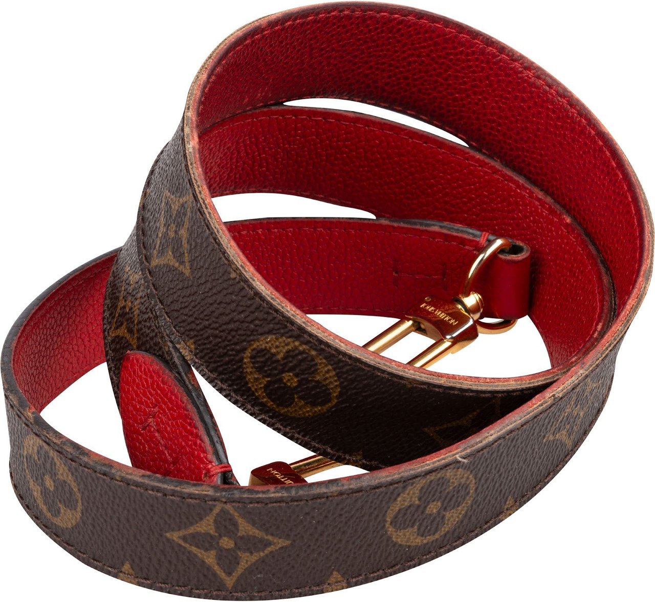 Louis Vuitton Monogram Canvas Red Leather Bags Strap Bruin