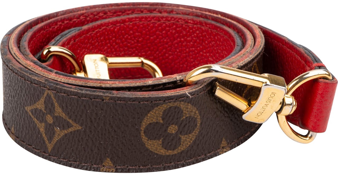 Louis Vuitton Monogram Canvas Red Leather Bags Strap Bruin