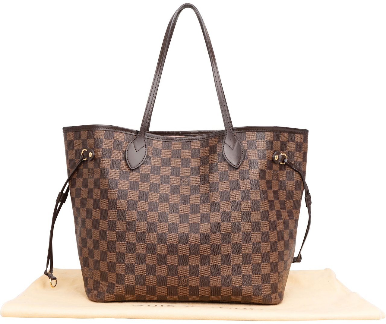 Louis Vuitton Monogram Damier Ebene Neverfull MM Shoulder Bag Bruin