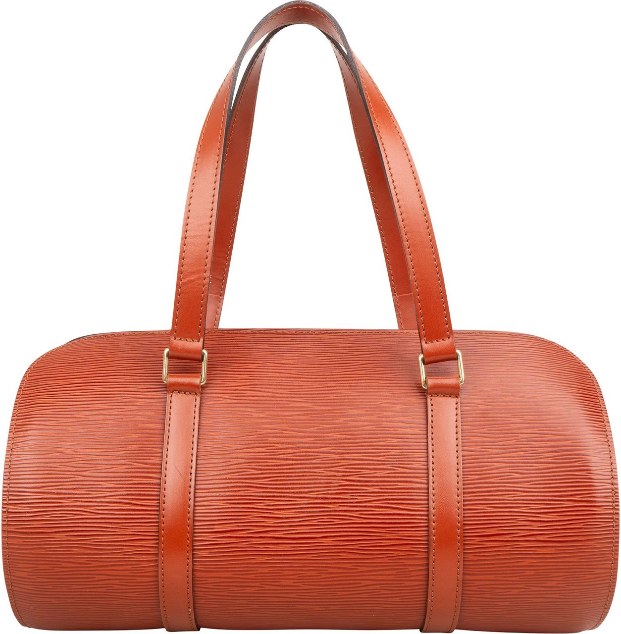 Louis Vuitton Cognac Epi Leather Soufflot Set Handbag Bruin