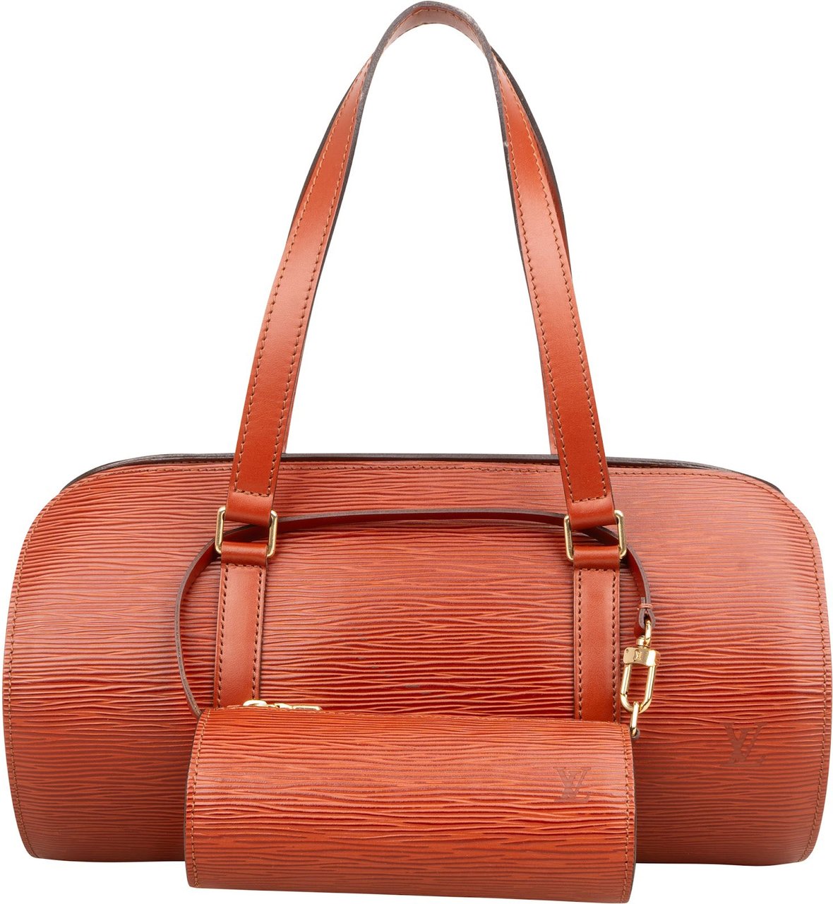 Louis Vuitton Cognac Epi Leather Soufflot Set Handbag Bruin