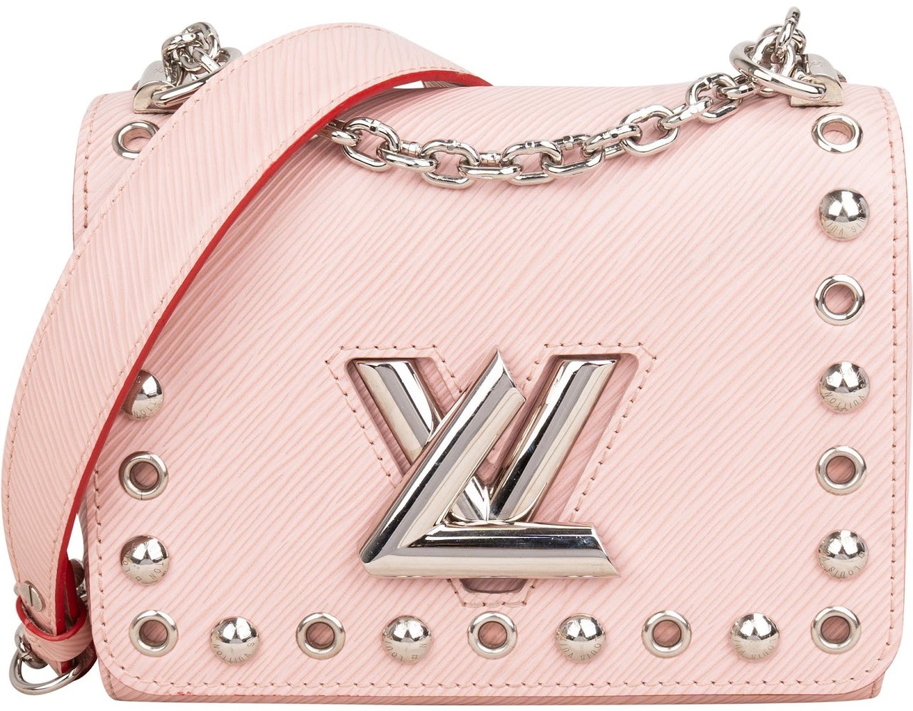 Louis Vuitton Rose Ballerine Epi Leather Studdy Perfo Twist PM Crossbody Bag Rood
