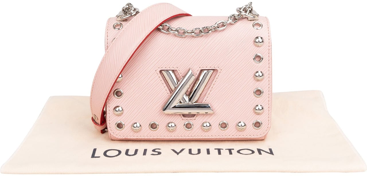 Louis Vuitton Rose Ballerine Epi Leather Studdy Perfo Twist PM Crossbody Bag Rood